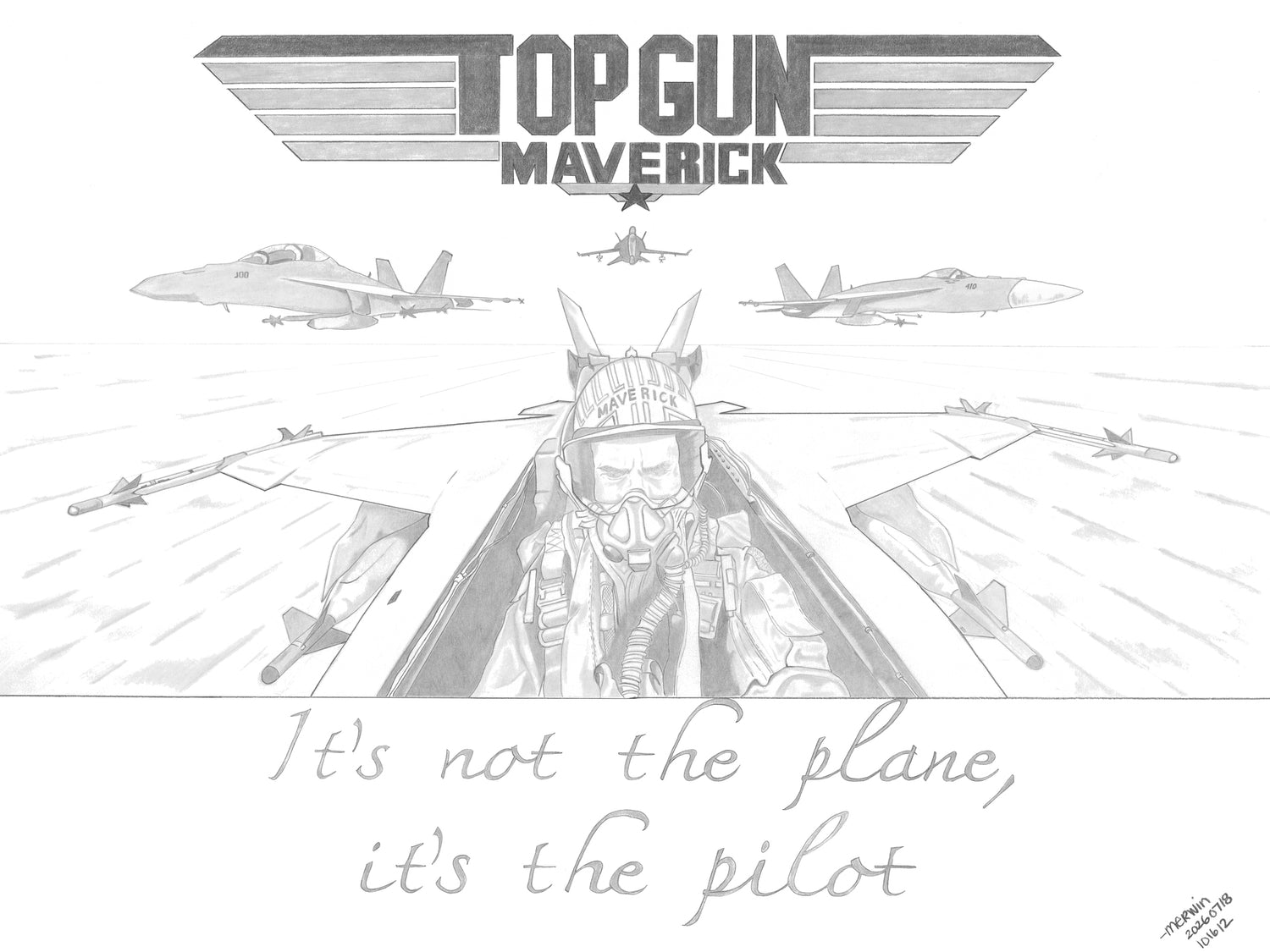 Top Gun Maverick Graphite Drawing