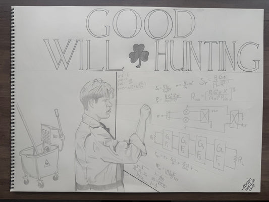 Hand-drawn original 18x24" graphite artwork inspired by the movie Good Will Hunting.