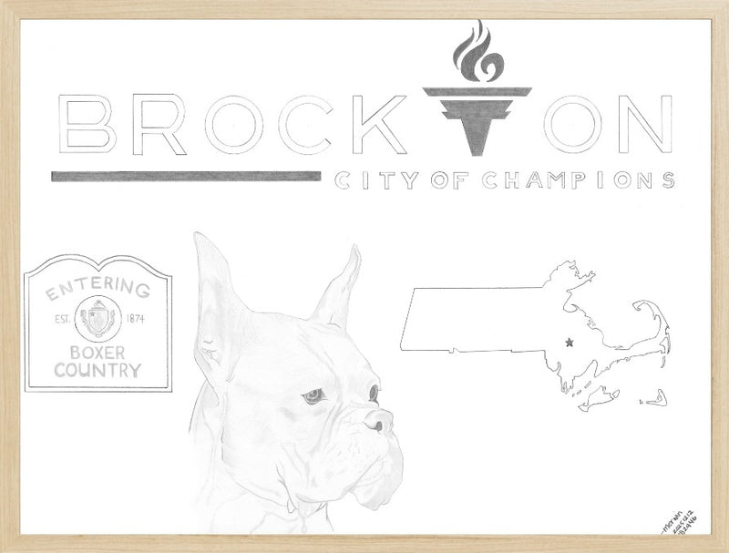 Brockton Boxers "City of Champions" Graphite Drawing