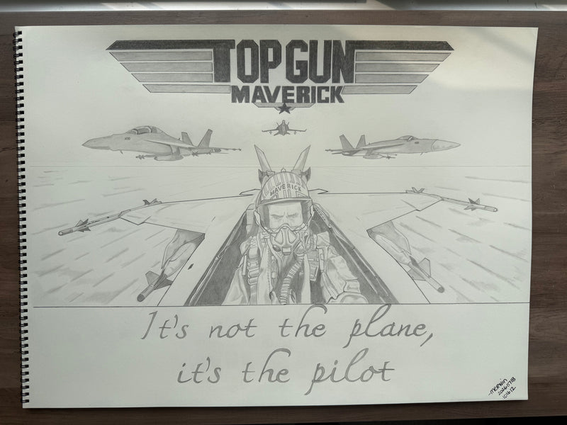 Top Gun Maverick Graphite Drawing