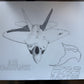Original 18x24" graphite drawing of an F-22 Raptor fighter aircraft.